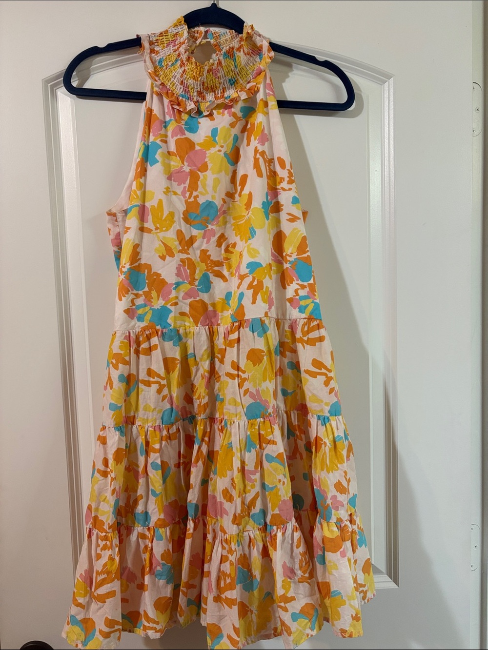 Alexia Admor Molly Wildflowers Smocked Halter Tiered Hem Dress size 8
